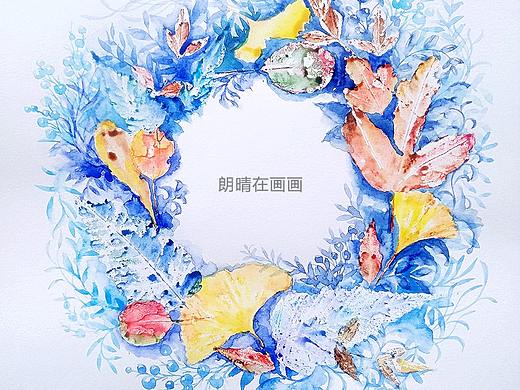 小轻奢植物花环水彩
