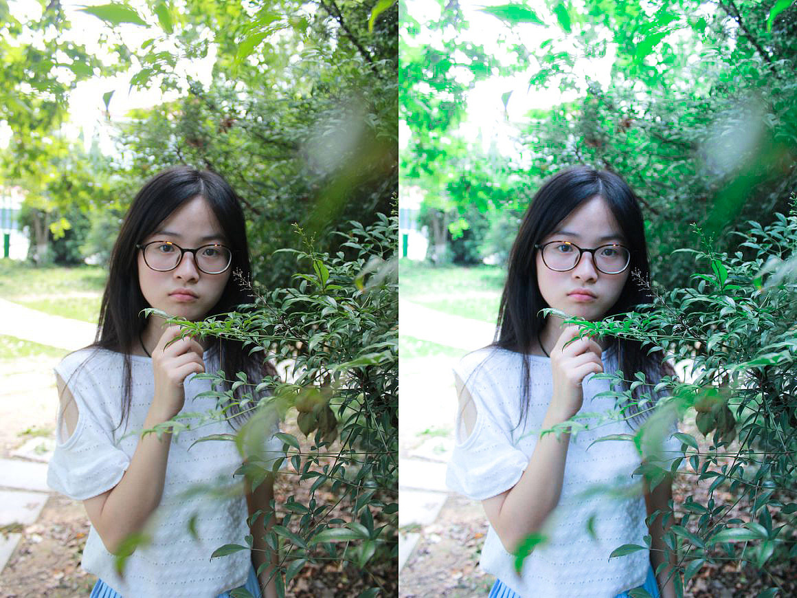 7.27.在贴吧看的,如何调出来粉嫩翠绿小清新。很简单。贴吧用的是lightroom。我没下载,用的是PS。Raw滤镜。1.绿色的色相增加,饱和度稍微降低(绿原色包含黄,黄色影响通透)。2.色温和色调稍微调冷。增加少许曝光,增加对比度。3.增加白色色阶,减少少许清晰度。让照片柔美一点。就