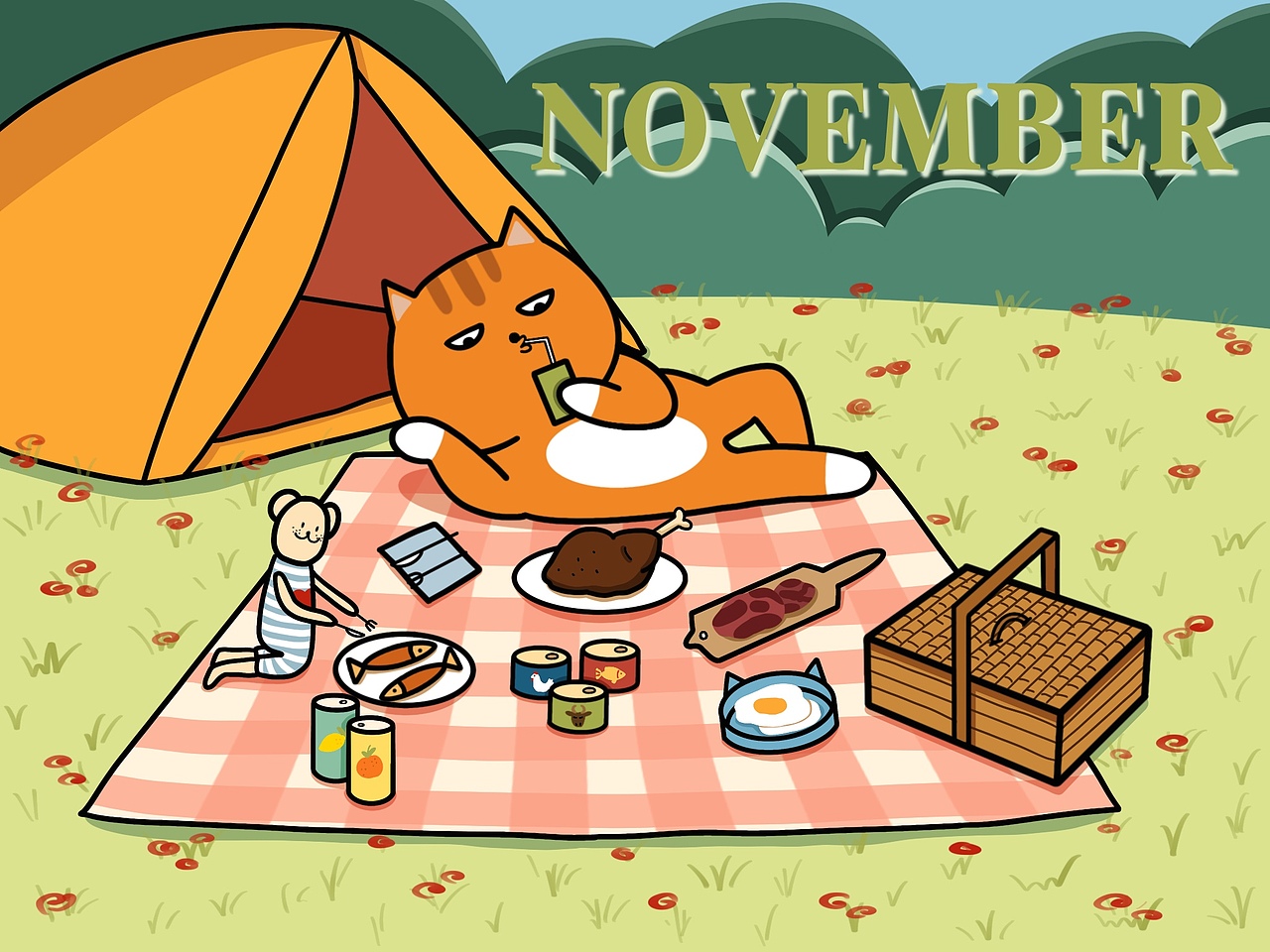 插画露营野餐十一月原创画画的觉主ai创作实验室70画画的觉主表情04