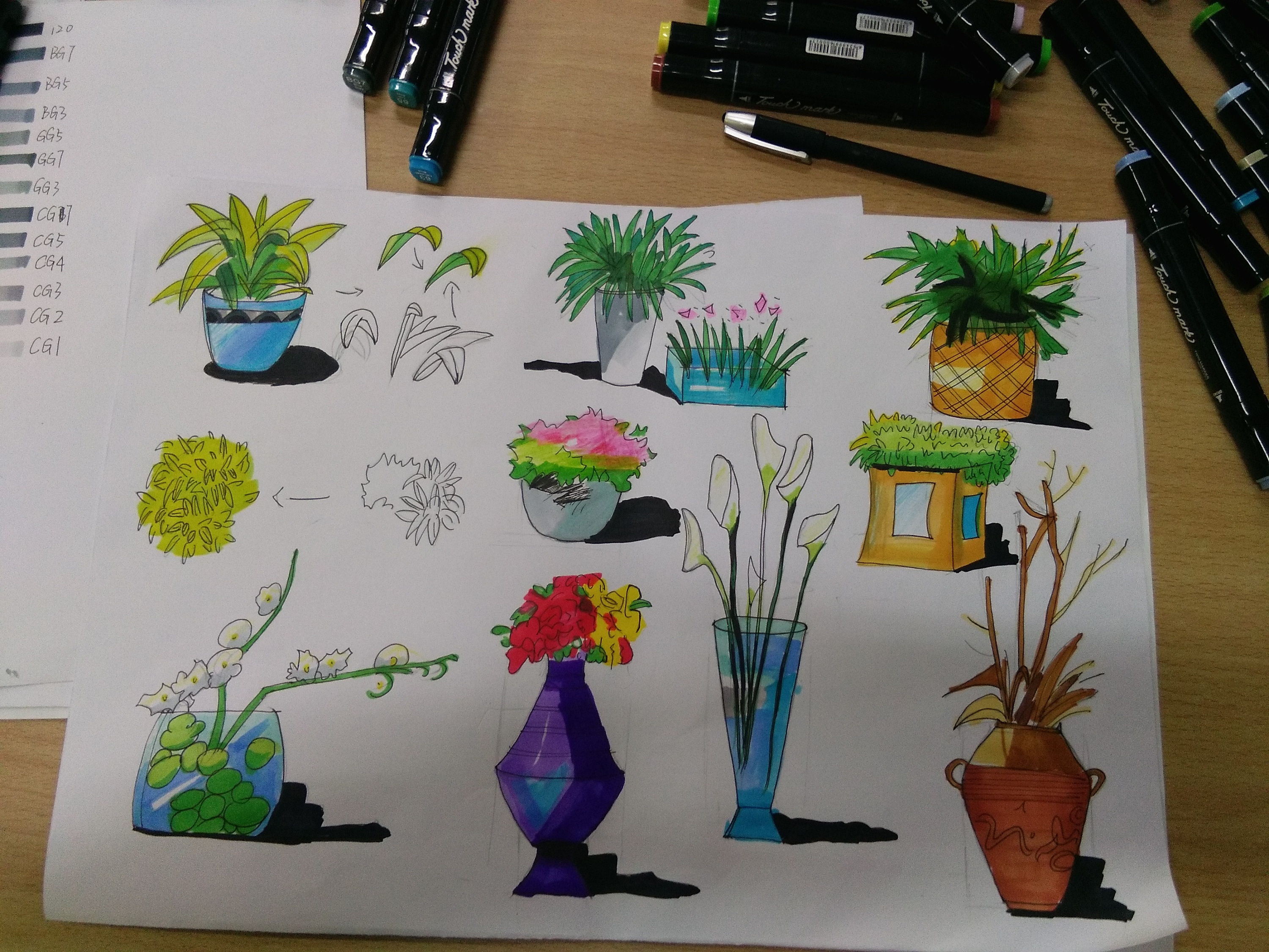 马克笔手绘室内软装饰品