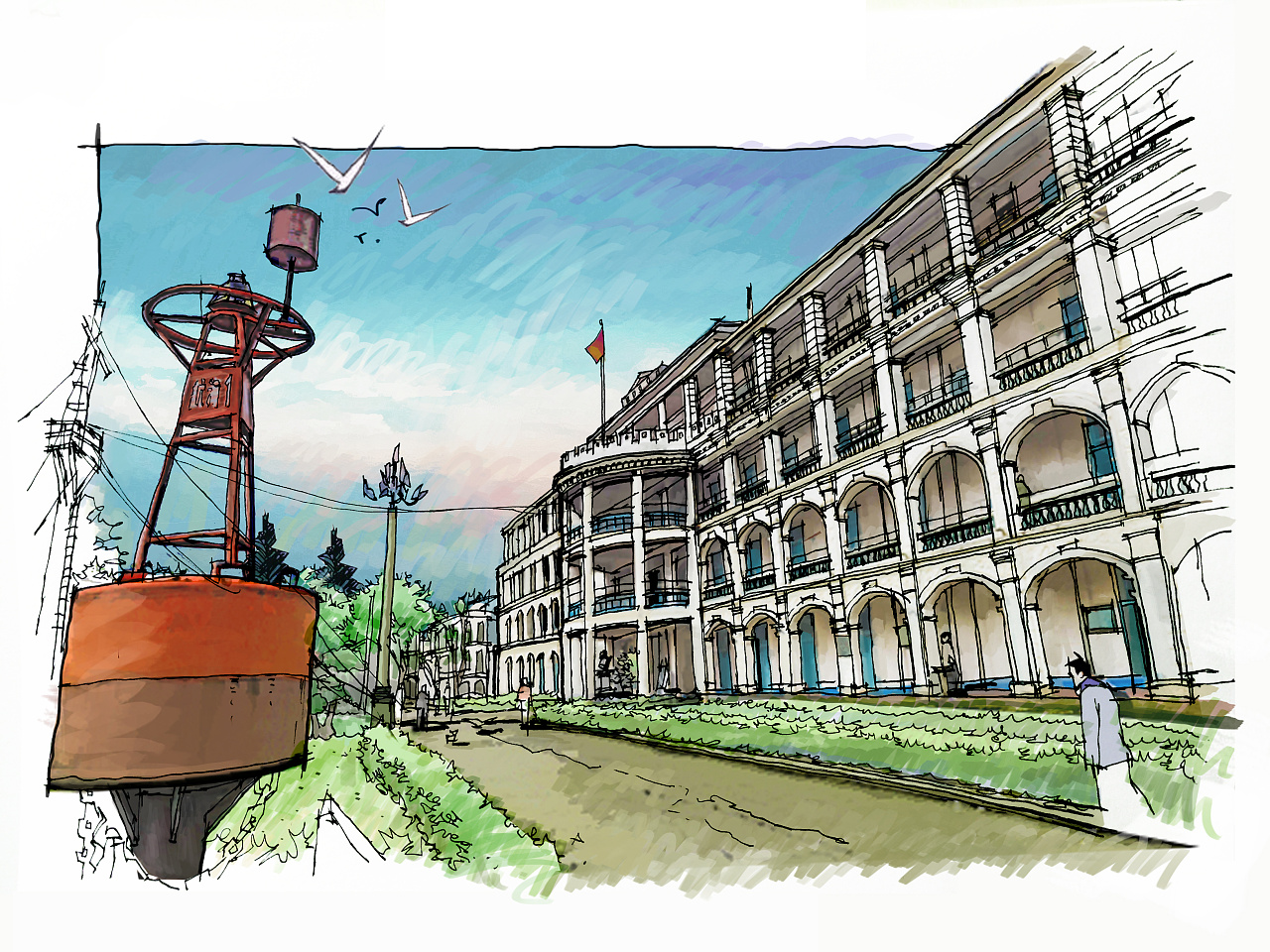 集美大学手绘作品