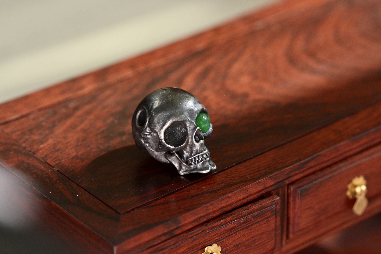 设计师作品|骷髅头翡翠吊坠