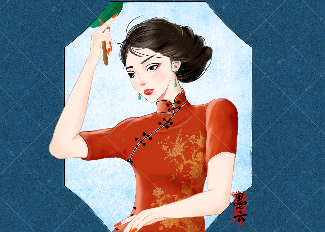 民国旗袍美女|插画|创作习作|墨云谷_原创作品-站酷zcool