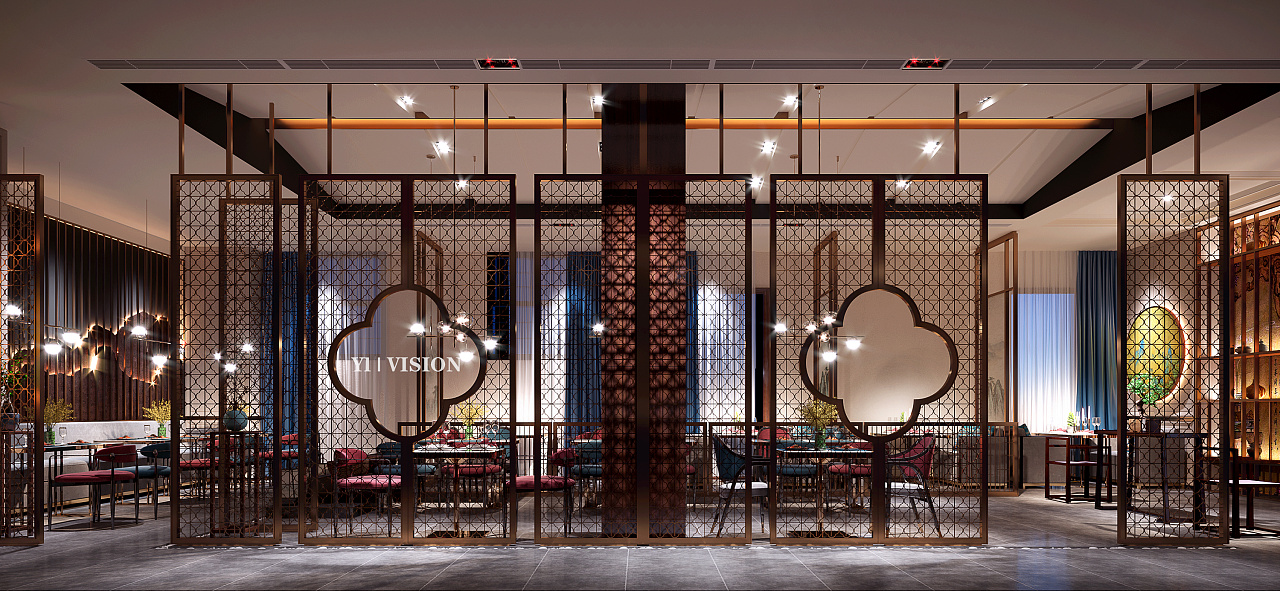 红颜·新中式·餐厅|空间|家装设计|yx视觉 - 原创作品 - 站酷 (zcool