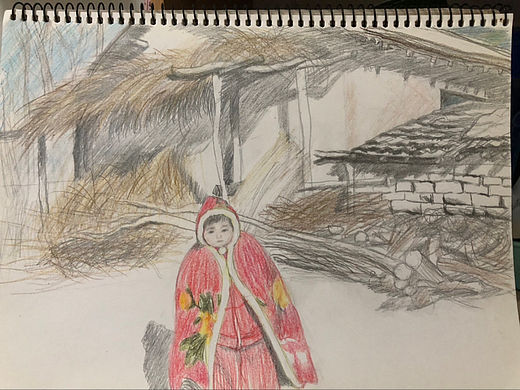 20几年前 姥姥家土房子外面 冬天