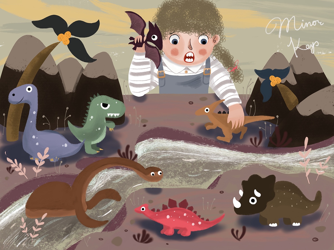 这是一个可爱又个性的小女孩和她的恐龙朋友的故事