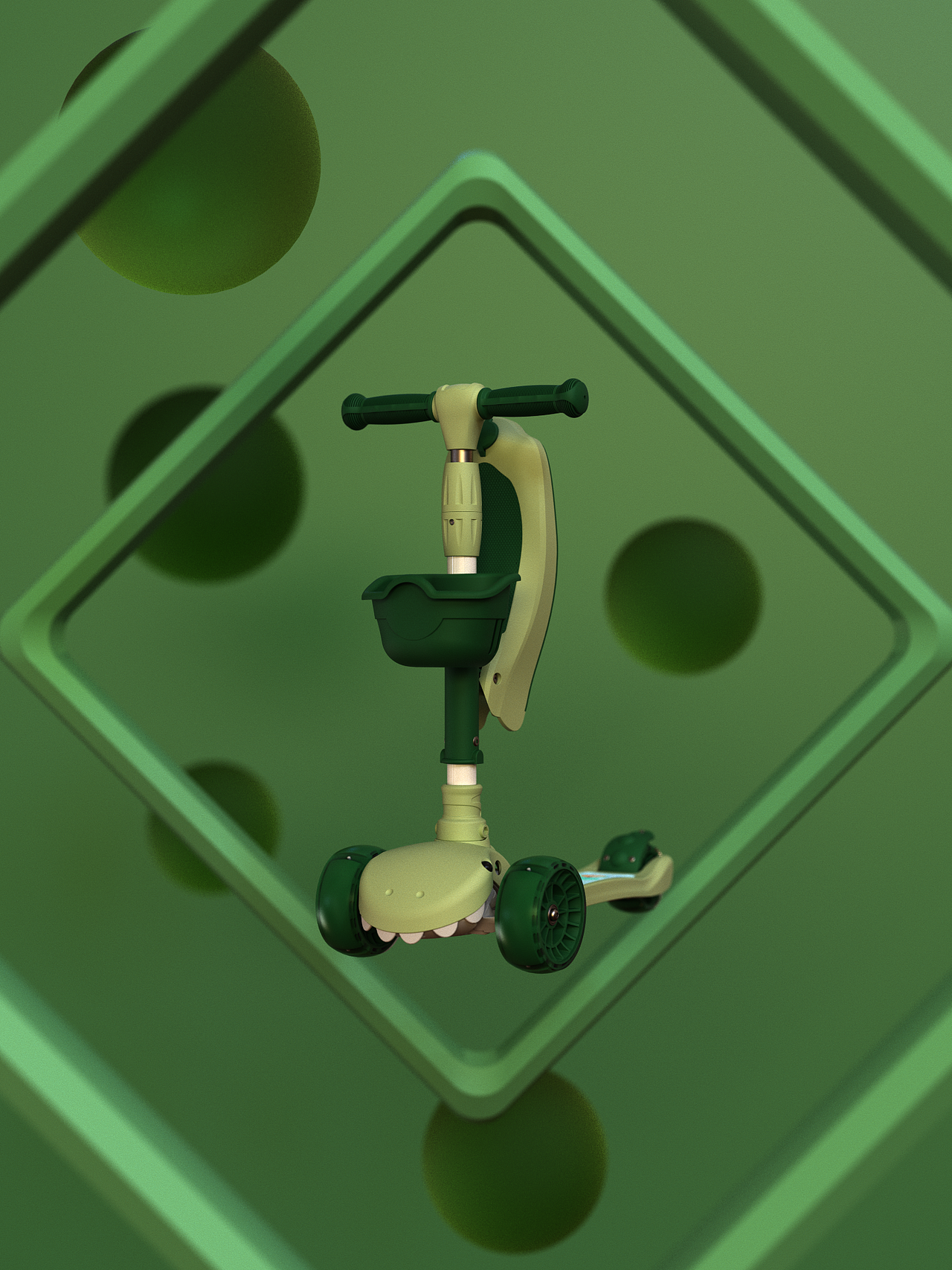 滑板车3D动画视频,滑行车3D展示视频