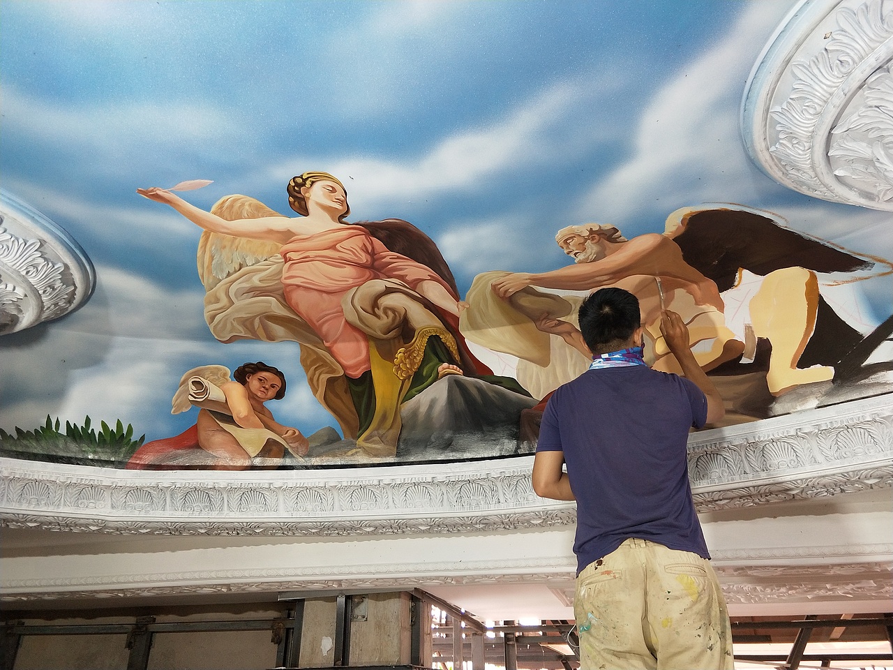 云南壁画天顶穹顶壁画墙绘手绘墙欧式油画