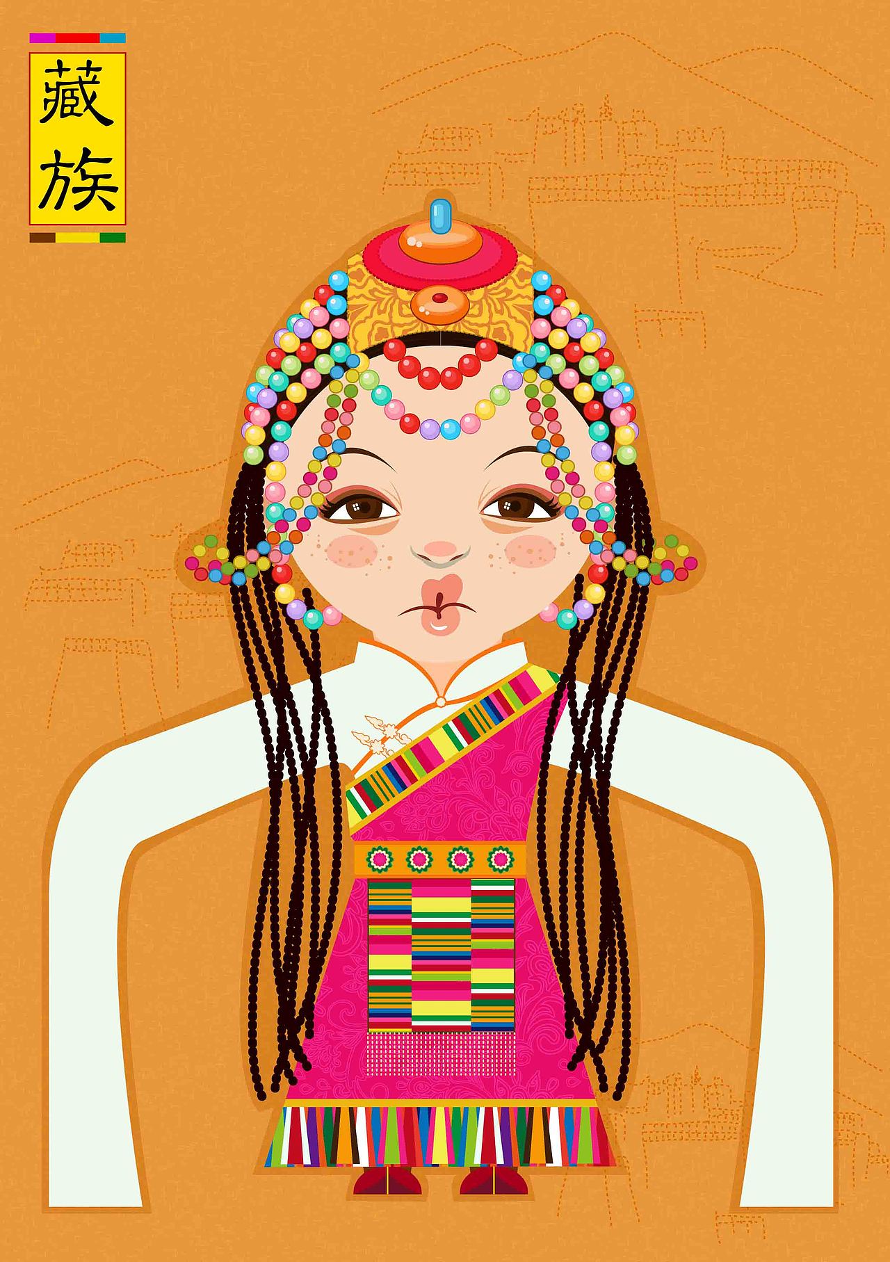 少数民族服饰推广·卡通人物形象设计（图ZMTAxMDgwMzY=） - 图案 - 站酷设计师奶奶Tina07原创素材 - 站酷ZCOOL