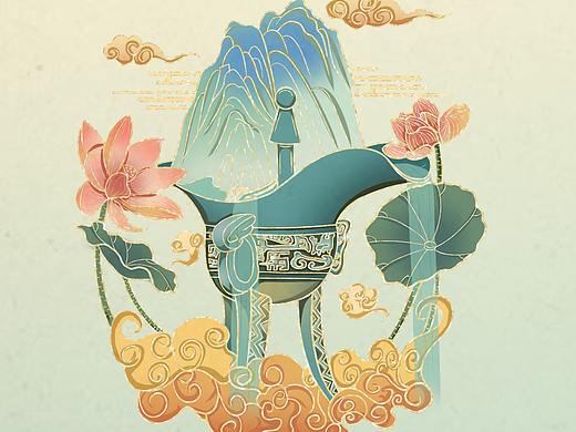 国潮文物插画