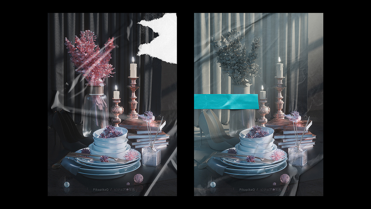 海报样机-撕裂褶皱，是在淘宝买的，不干胶贴+PS样机+褶皱背景+笔刷，喜欢可私