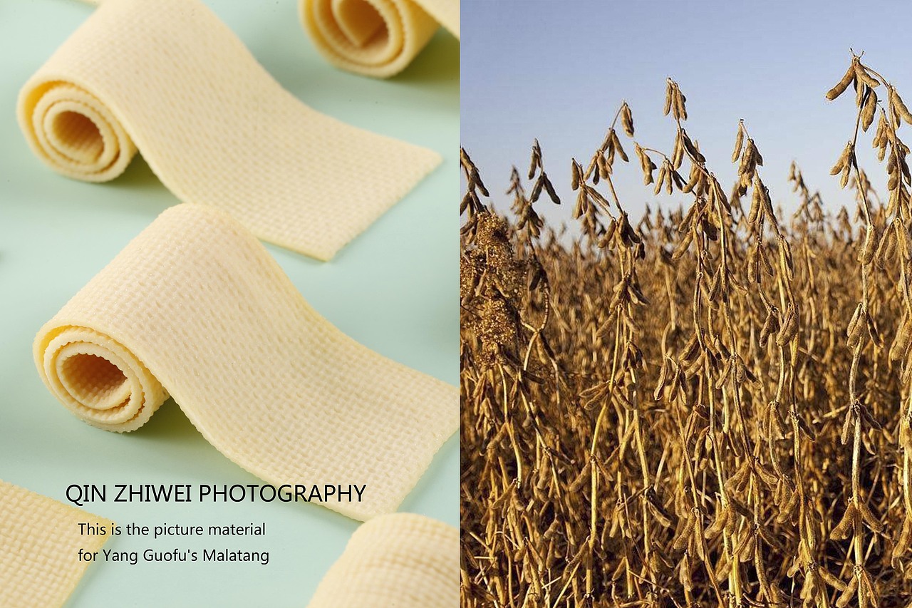 淡黄色的豆腐皮，让人自然联想到了黄豆，而还在豆荚里的黄豆，熟干了之后，在田地里安静矗立，等着被收割，父亲割了一捆黄豆，在地头用火点燃，待火还没有旺起来之时，用外衣扇灭，剩下的烤熟的黄豆，我就从有余温的火堆里捡食吃，很久的记忆、、、、、、