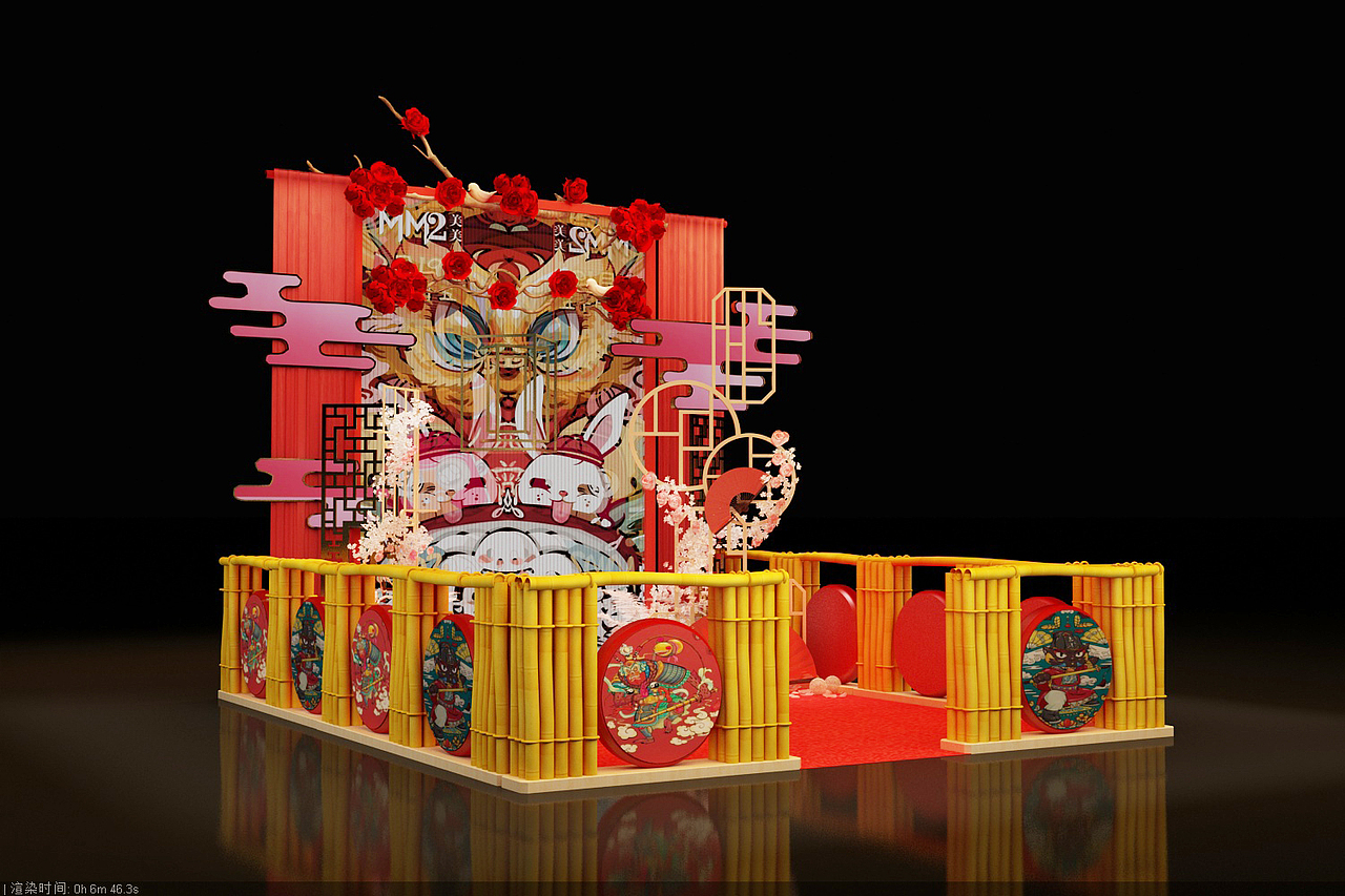 国潮风元素设计DP美陈3D效果图（图ZMjA0Mzc3NDIw） - 场景 - 站酷设计师3D设计师NG男原创素材 - 站酷ZCOOL