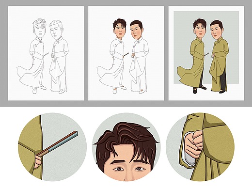 卡通q版人像插画(德云社张云雷杨九郎)