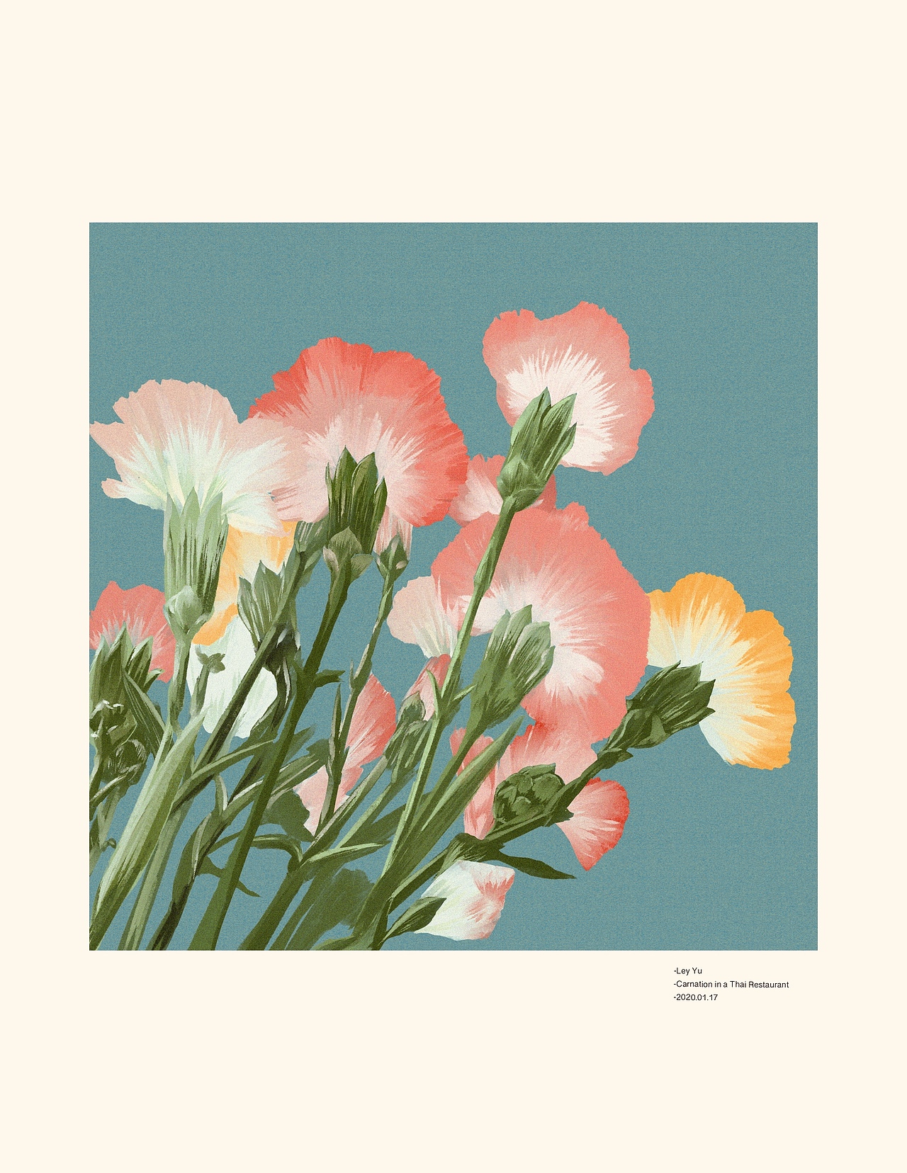 在泰式餐厅看到的康乃馨