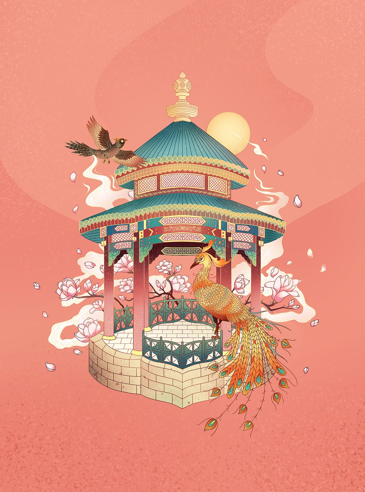 动物,人物,建筑,小场景及构图进行了专项练习一些国风线性风格插画