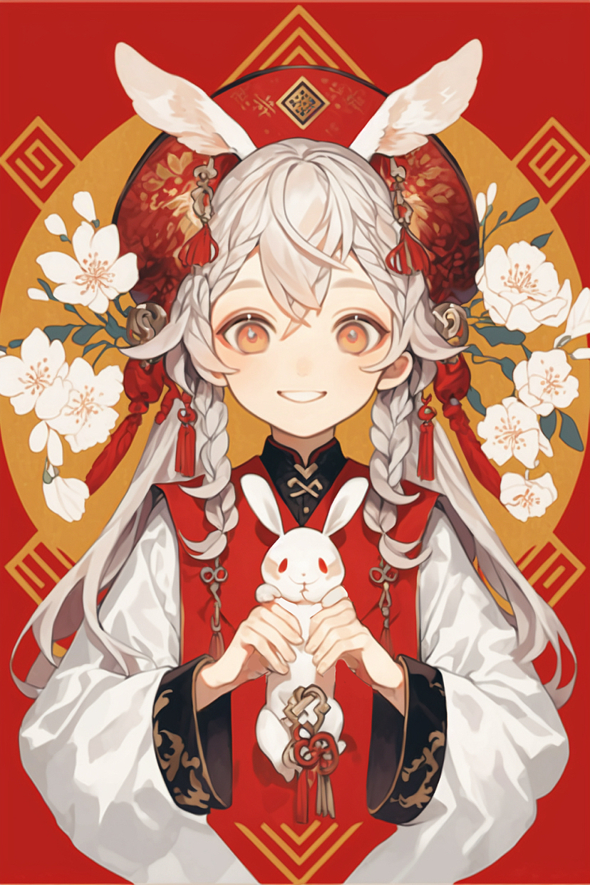 兔兔少女（过年版）（图ZMzI4MjQ2MjI4） - AI作品 - 站酷设计师Natsuno介原创素材 - 站酷ZCOOL