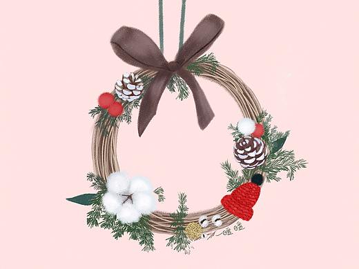 手绘插画--花环