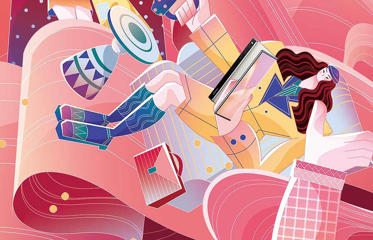 华为2023新年插画《小折叠篇》（图ZMzI3MzcwOTc2） - 商业插画 - 站酷设计师毛赵原创素材 - 站酷ZCOOL