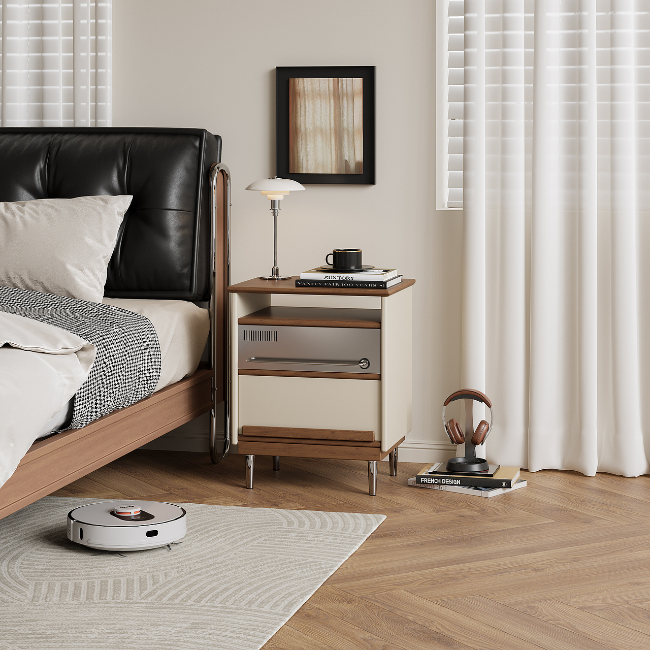 复古铝板床头柜