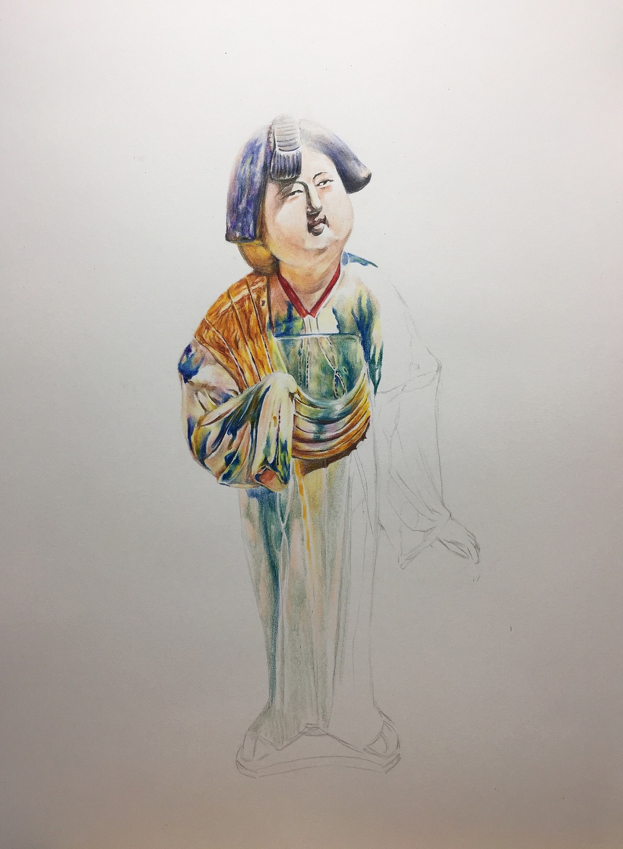 彩铅唐三彩仕女俑