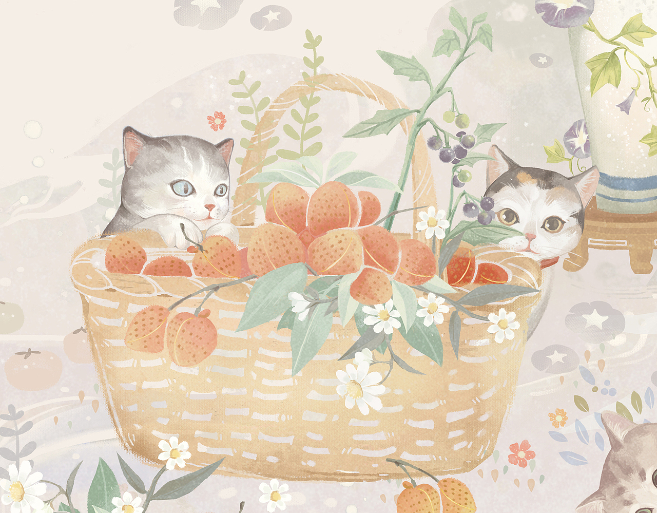 猫咪庭院lolita柄图（图ZMjUwMDQyOTQ4） - 商业插画 - 站酷设计师tang不是很圆原创素材 - 站酷ZCOOL