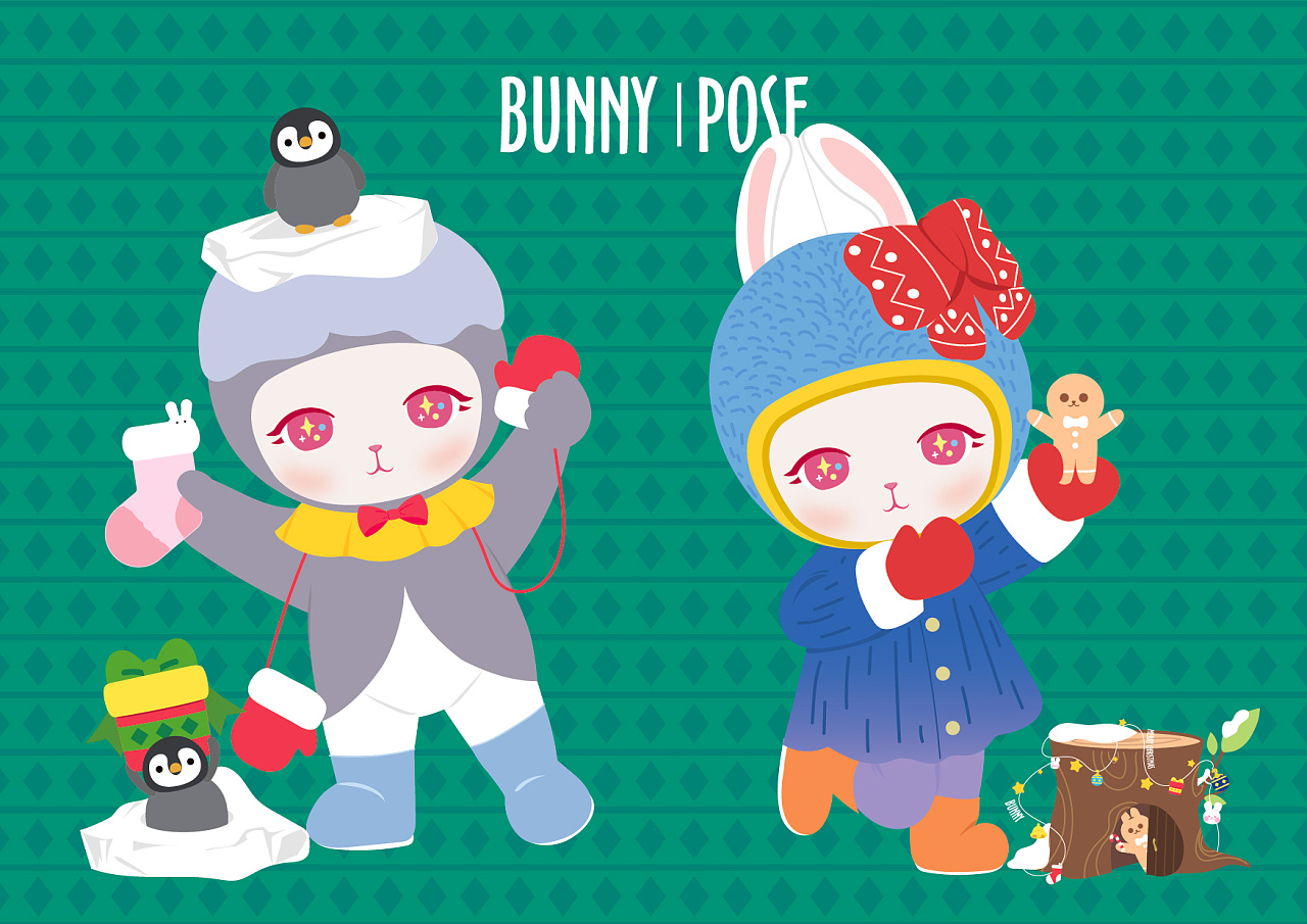 商插| 泡泡玛特bunny图素绘制|插画|商业插画|碎片收容所 - 原创作品