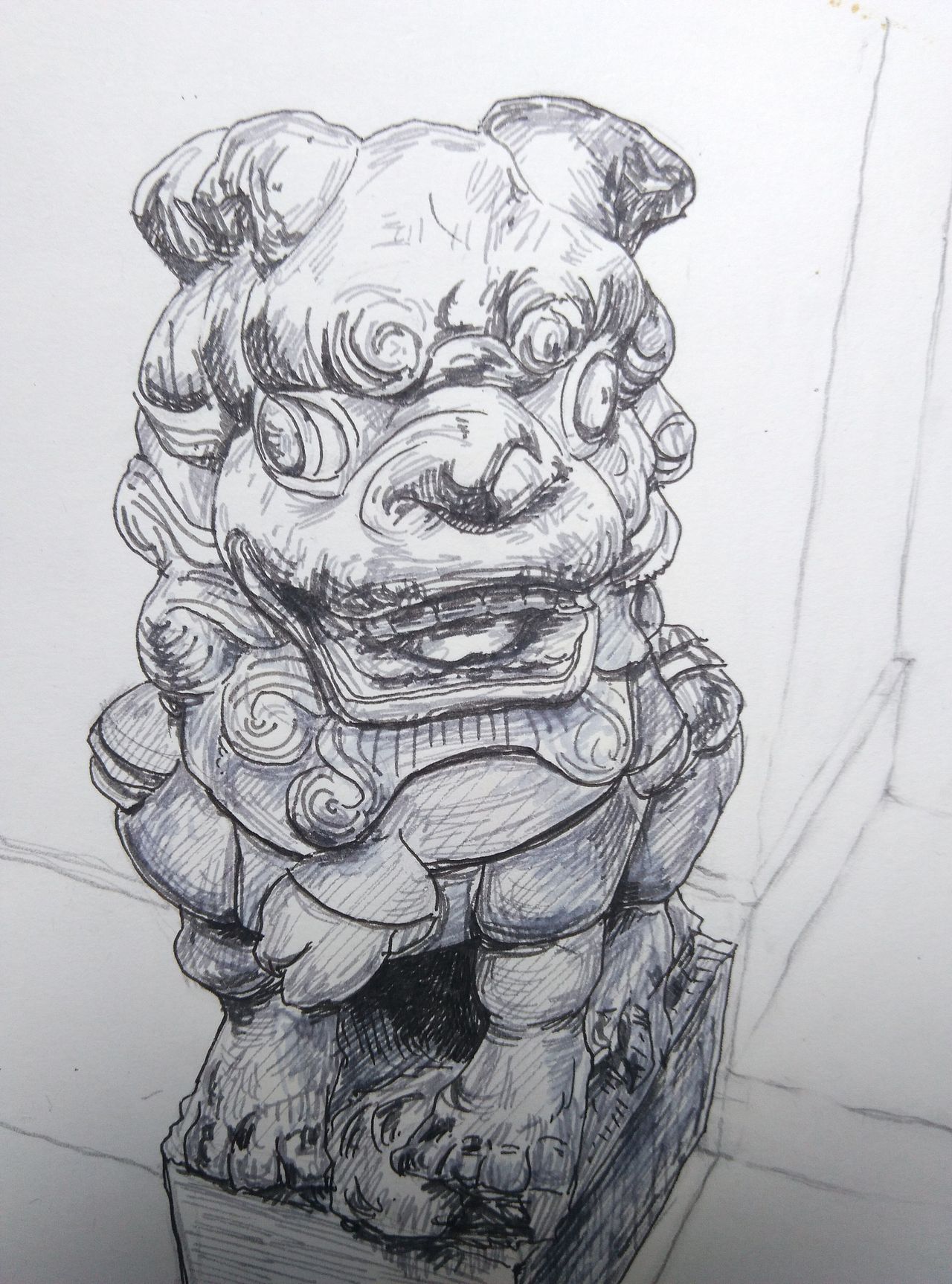 石狮子（图ZNDQxOTAxNjA=） - 商业插画 - 站酷设计师苏苏的速写日记原创素材 - 站酷ZCOOL