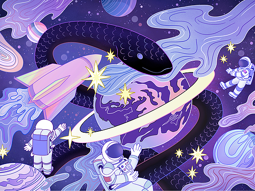 宇宙探索插画-商业插画345131年前克里猫 系列插画插画-创作习作62012