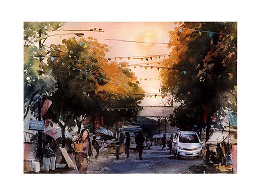 水彩写生 | 拆迁的花鸟市场