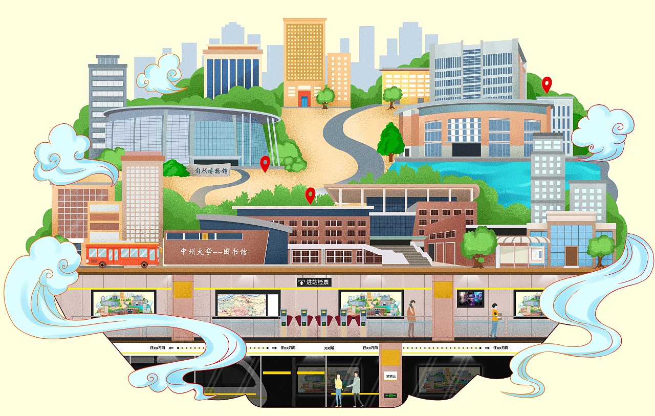 郑州地铁（图ZMTYxMDY3NjI4） - 商业插画 - 站酷设计师画匠大雨原创素材 - 站酷ZCOOL