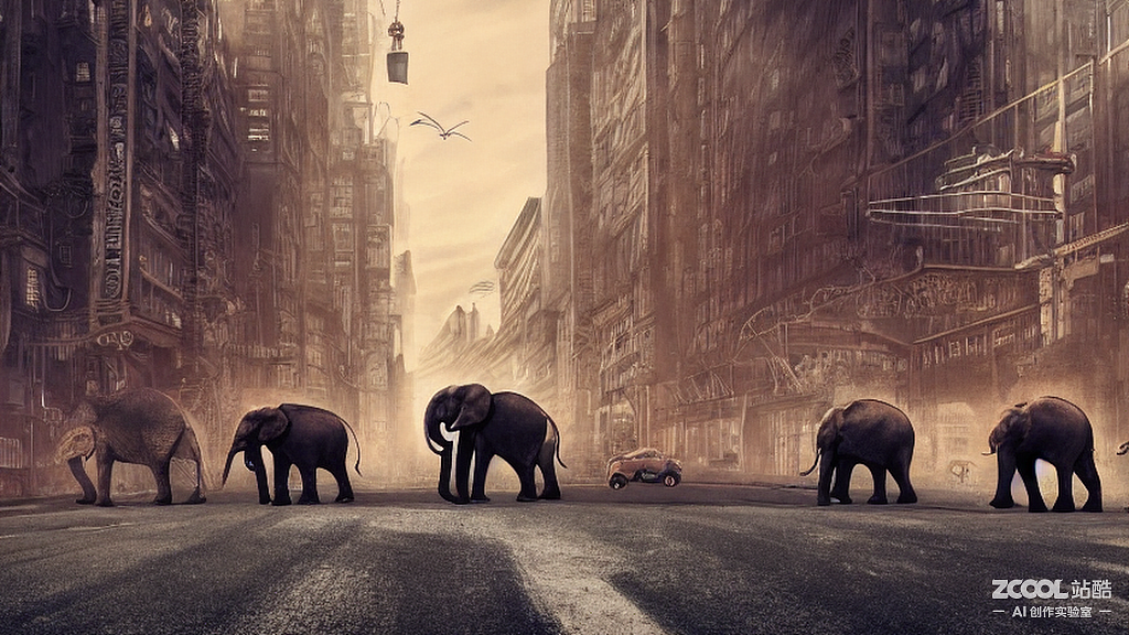 #AI创作实验室#城市X大象（图ZMzE4MjM3Mzk2） - AI作品 - 站酷设计师柚子罐头原创素材 - 站酷ZCOOL