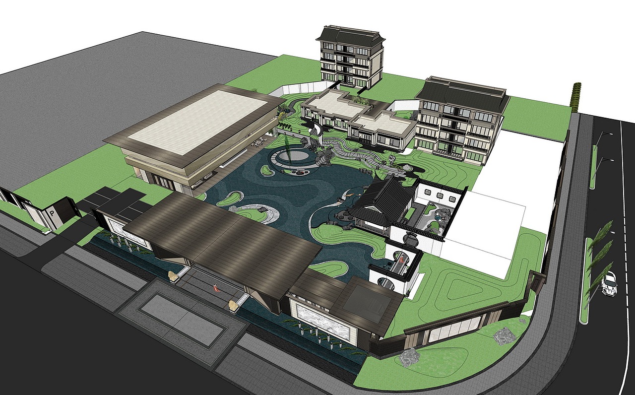 建发金山示范区景观SU模型下载