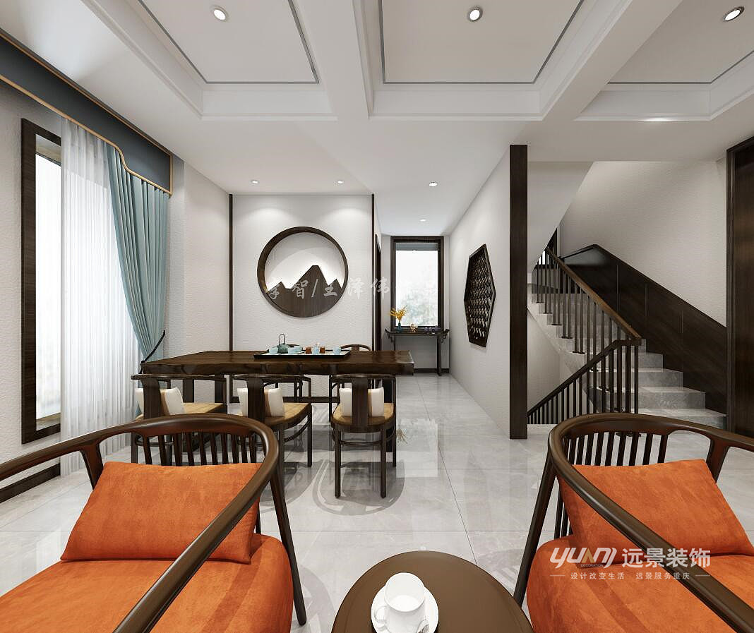 【远景装饰】茶园别墅装修鸿笙苑宝贝的墅新中式风格