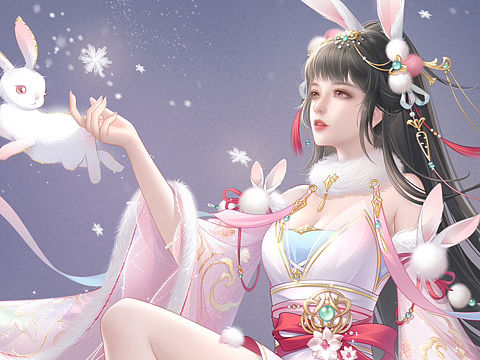 原创手绘插画迎兔年