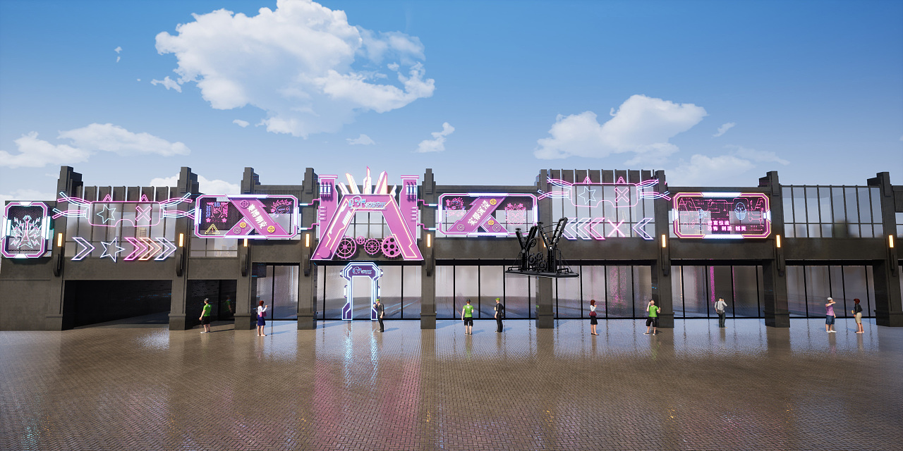 山东烟台招远赛博朋克风格店招门头设计