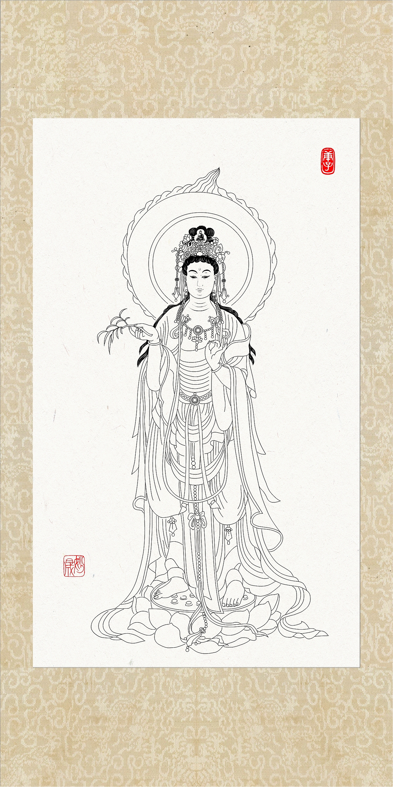 观音画像（图ZMTk5NzQ0NTg4） - 绘画 - 站酷设计师yjs20200220原创素材 - 站酷ZCOOL