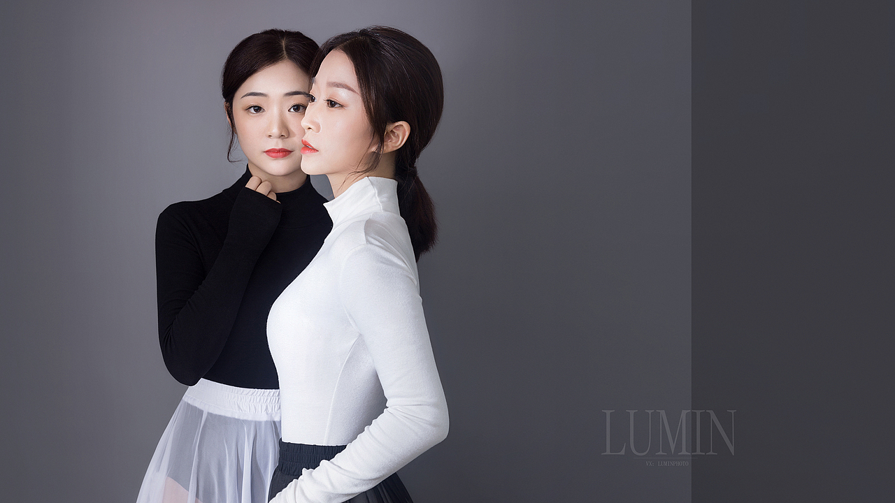 闺蜜写真 黑白 简约 头纱照 灰色调  黑白灰经典 双人