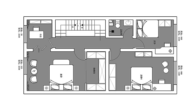 郑州联盟新城装修效果图280平复式新中式设计方案---平面布局图