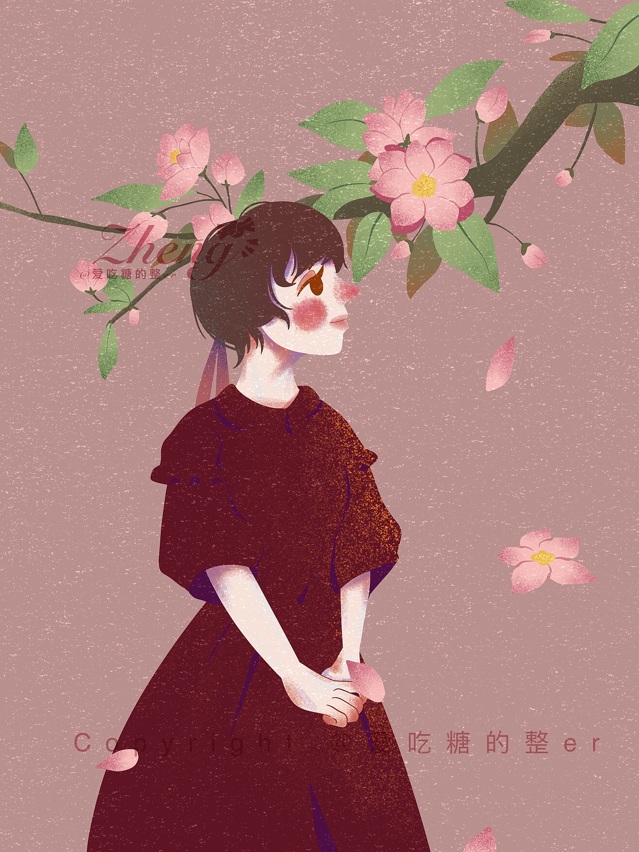 三月花季少女系列插画