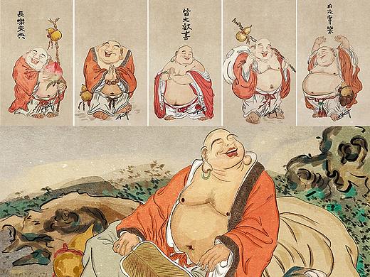 手绘插画《弥勒佛》系列一