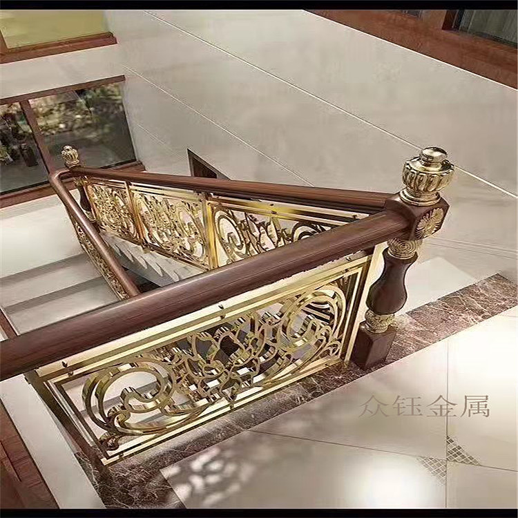 纯铜护栏 高端别墅纯铜雕刻楼梯护栏扶手厂家