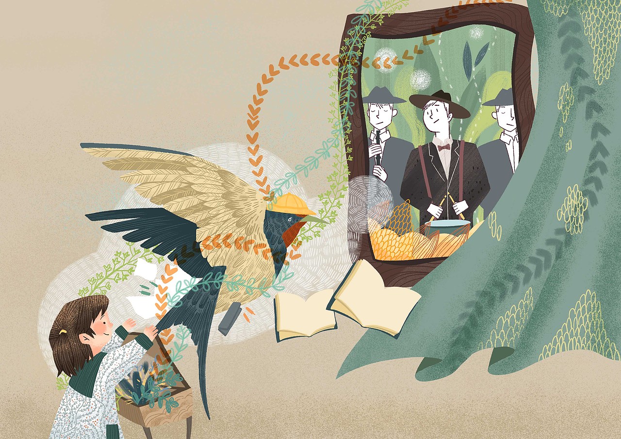 3举报2分享原创作品纯艺术绘画插画儿童插画商业插画绘本窗边的小豆豆