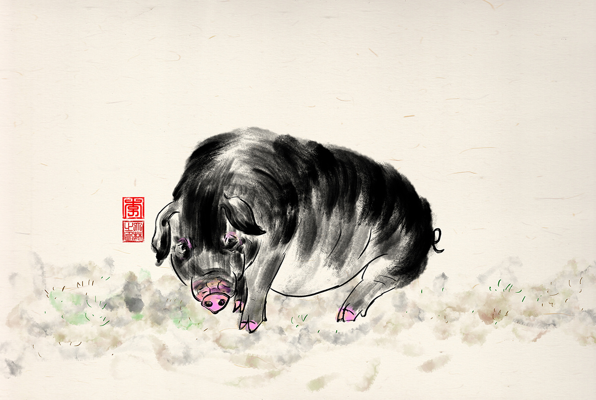 数字水墨十二生肖|插画|插画习作|李大林lbl - 原创作品 - 站酷