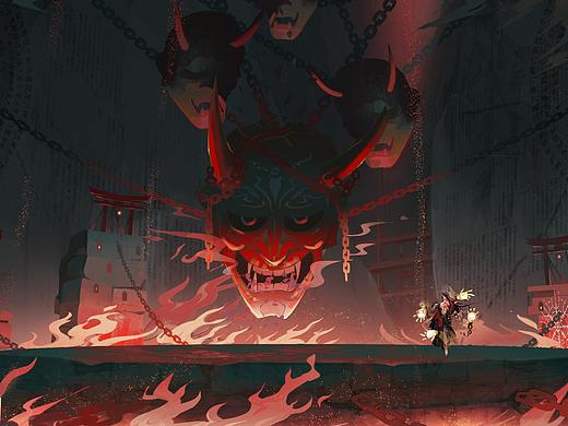 阴阳师阿修罗战斗场景-深渊鬼域概念设计