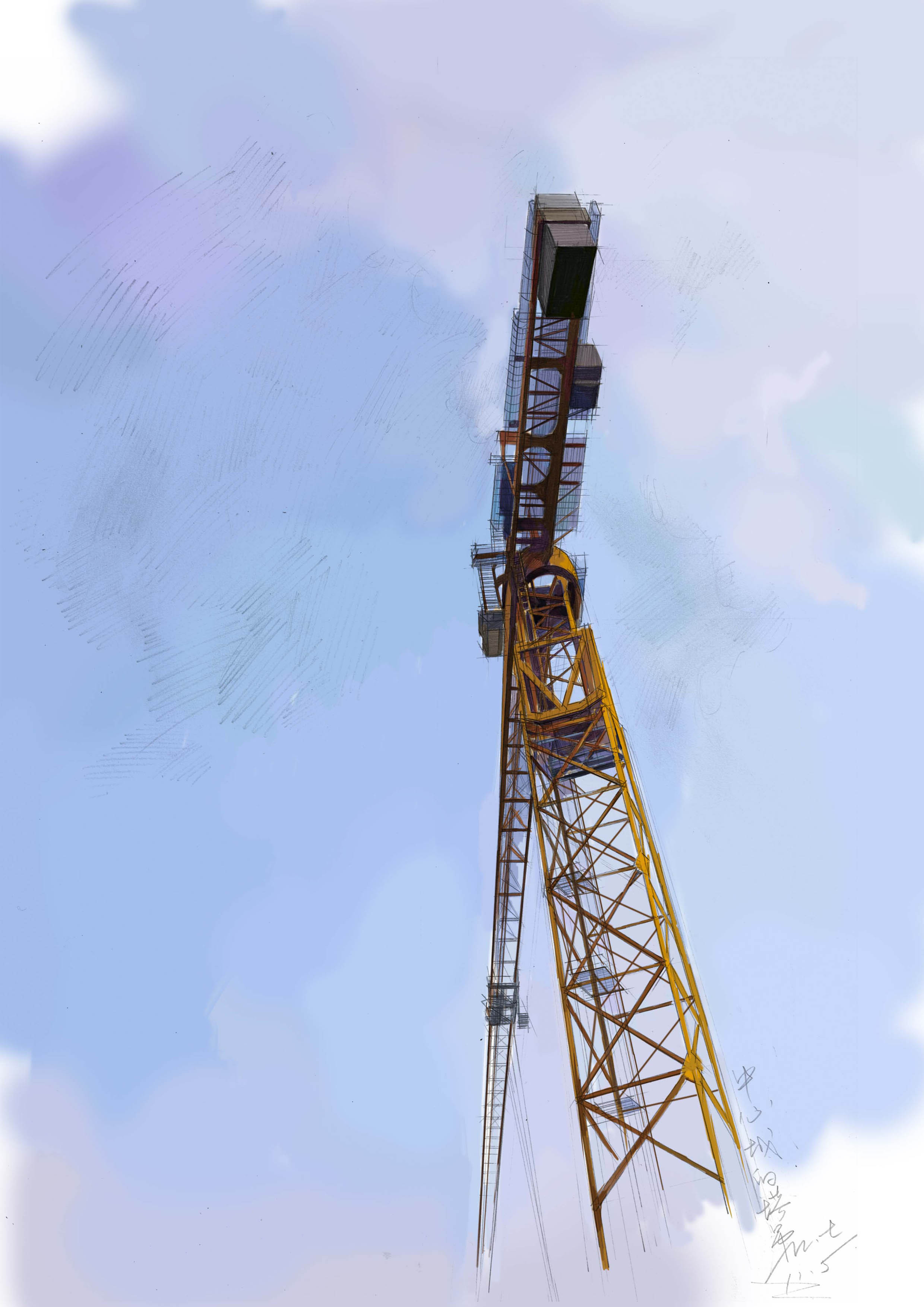 深圳中心城的塔吊|插画|插画习作|frankwt - 原创作品 - 站酷 (zcool)