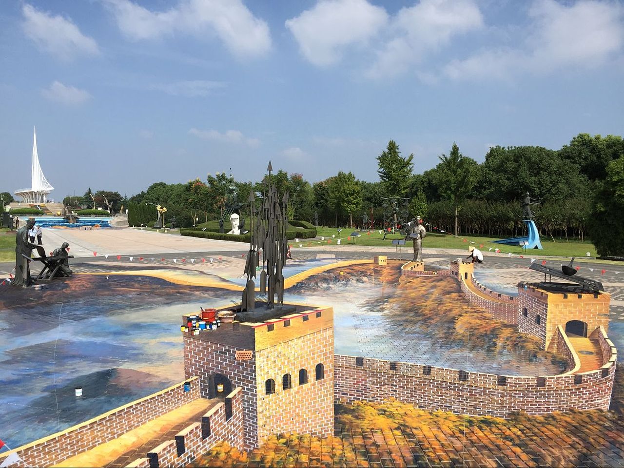 南京馬良地面立體畫作品【智慧大道鑄造鋼鐵長城】（圖ZMTgyODEzMTY4） - 新銳潮流插畫 - 站酷設(shè)計師馬良藝術(shù)原創(chuàng)素材 - 站酷ZCOOL