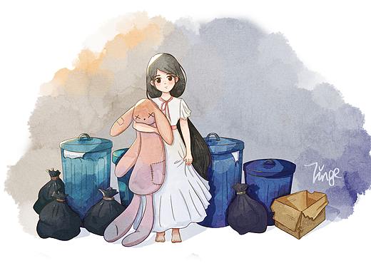 女孩与布偶图片（个人主页-ZNDEzMDE5NDA=） - 绘本 - 站酷设计师努力成大触Tinge原创素材 - 站酷ZCOOL