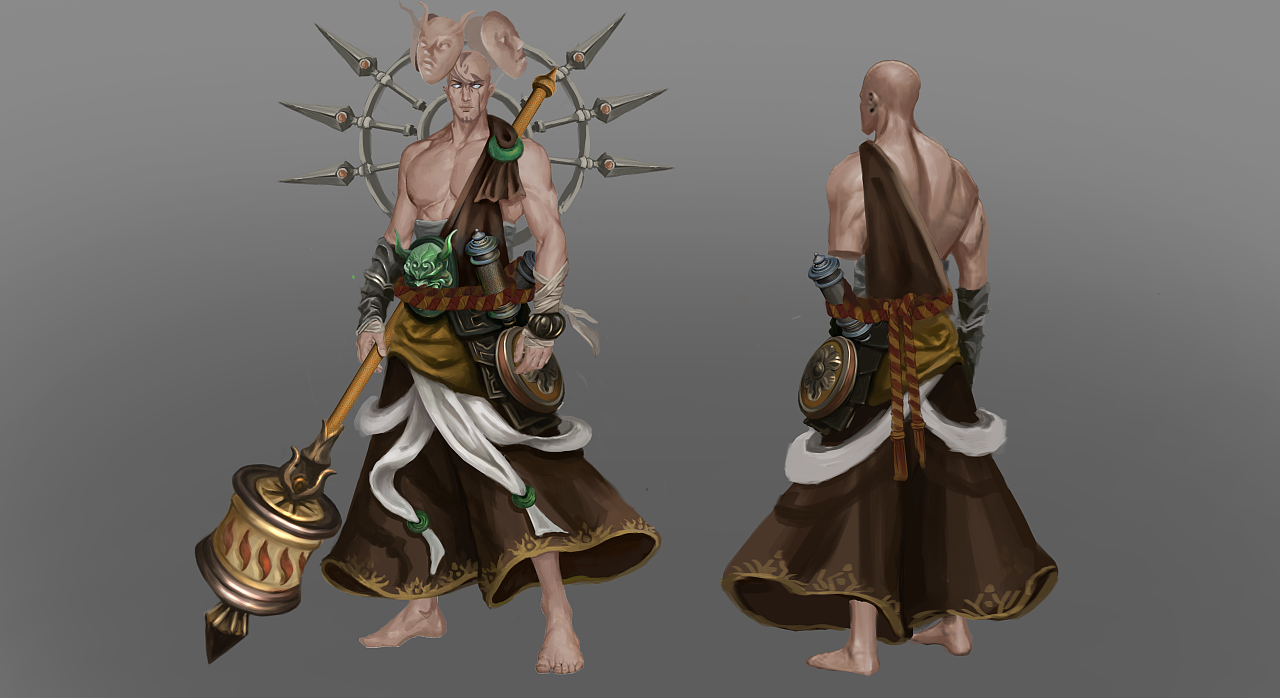 中国风和尚|插画|游戏原画|甜甜歪_ - 原创作品 - 站酷 (zcool)