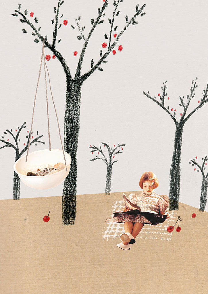 Bonpoint品牌故事拼贴插画